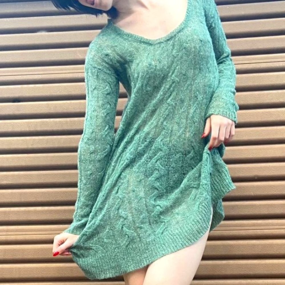 Free People Knit Green Sweater XS